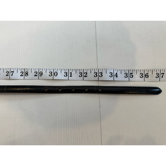 Hartnell VTG womens Pewter Alligator buckle Grain Calfskin thin leather belt M - Picture 9 of 12